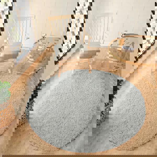 Livabliss Moda Shag-Solid Color Light Grey Plush Soft Pile Rug