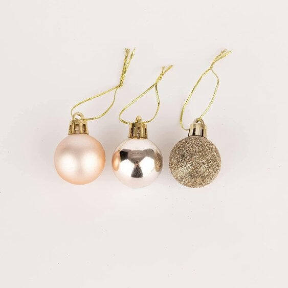 Shatchi 30mm Champagne Gold Christmas Baubles in 12 or 24 Pack, Shatterproof Tree Decorations