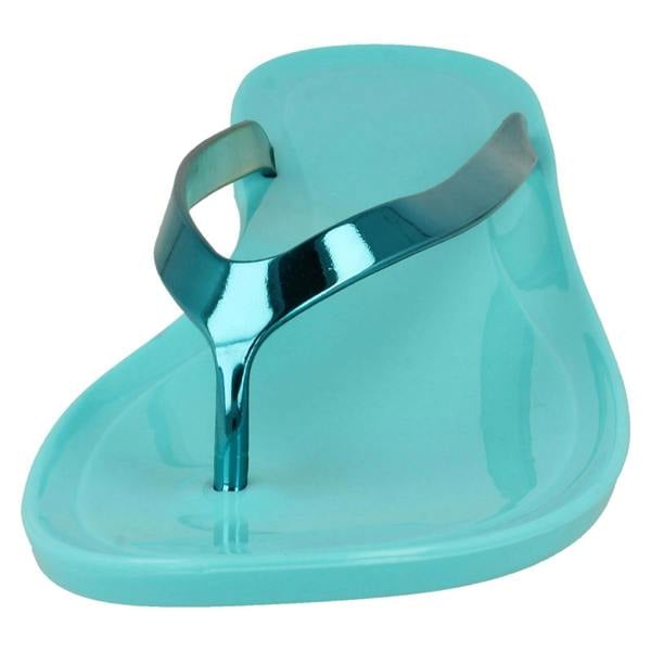 Spot On Ladies Spot On Flat Metallic Toe Post Jelly Sandals
