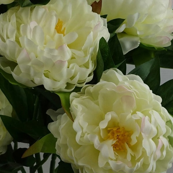 Leaf 55cm Artificial White Peony Plant