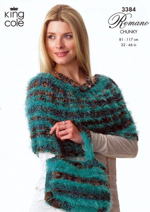 King Cole Romano Knitting Pattern 3384, Bags, Scarves, Tops for Women, 32 - 46 Inches - Intermediate