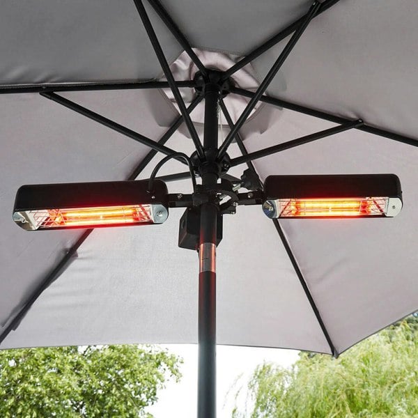 1600W Outdoor Infrared Parasol Heater - Gazebo Dining Table Patio Heater 5m Wire - LoopsDirect