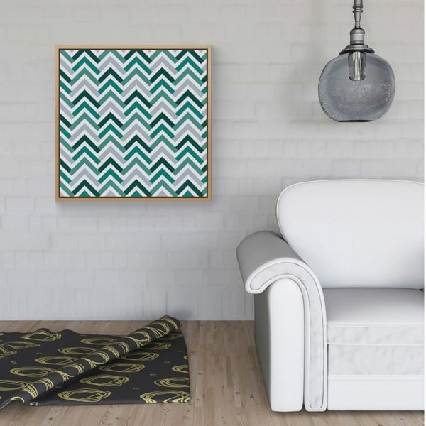 Warren Reed Retro Vintage Colored Chevron Pattern Framed Canvas