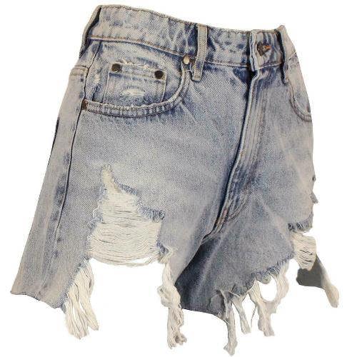 Women\'s Light Wash ripped Denim Shorts Hot Pants