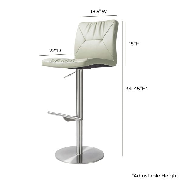 Furniture Edit Paddy Light Grey Vegan Leather on Silver Adjustable Stool