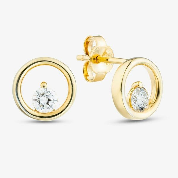 T. H. Baker Gold Plated 0.25ct Lab Grown Diamond Open Circle Stud Earrings LGE24779-25