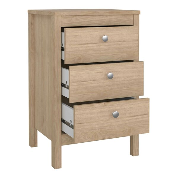 Wyld Haus Gossmere Hickory Oak Effect Bedside Table 3 Drawers
