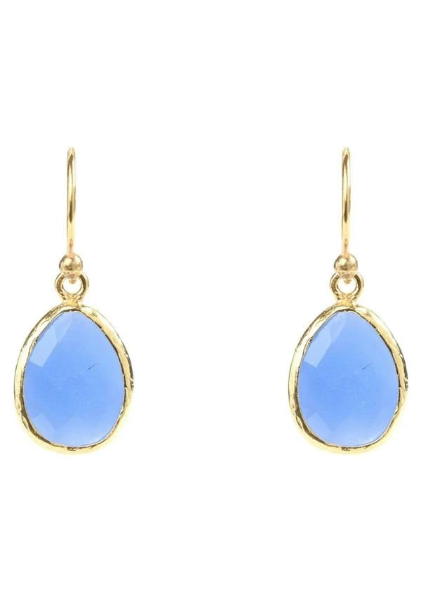 Petite Drop Earrings Dark Blue Chalcedony Gold - LATELITA Earrings
