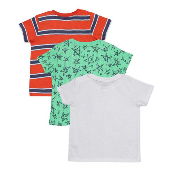 Mini Cuddles Baby Boys 3pk Printed & Striped T-Shirts, Multicolour