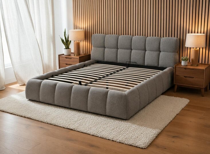 Outdoor Living The Maya Upholstered Soft Plush Ottoman Bed Frame