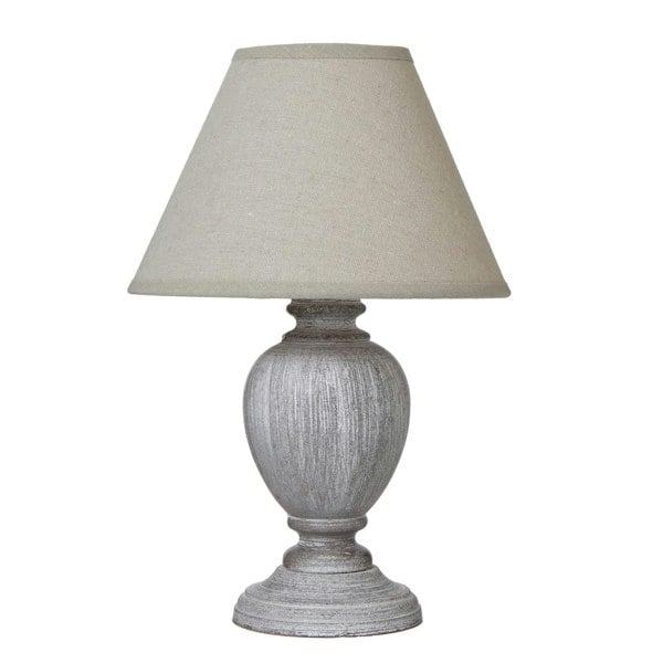 Hill Interiors Otem Urn Linen Table Lamp (UK Plug) - White