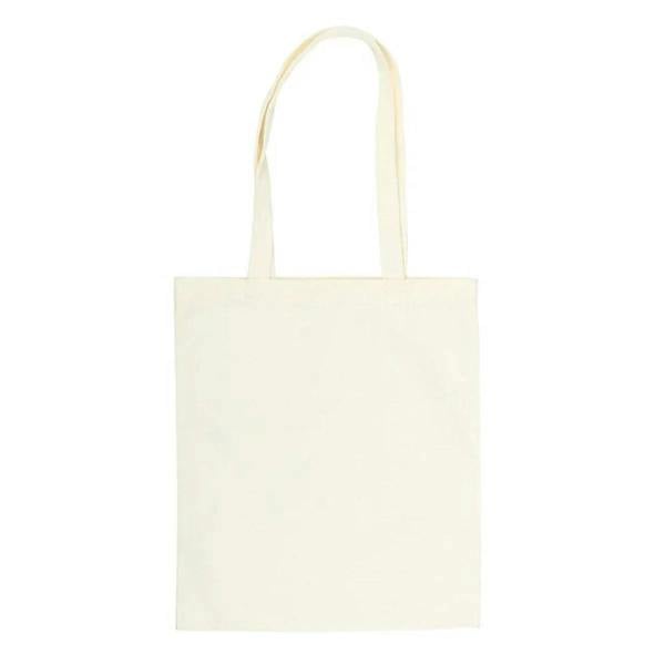 Cream plain tote bag with long fabric handles
