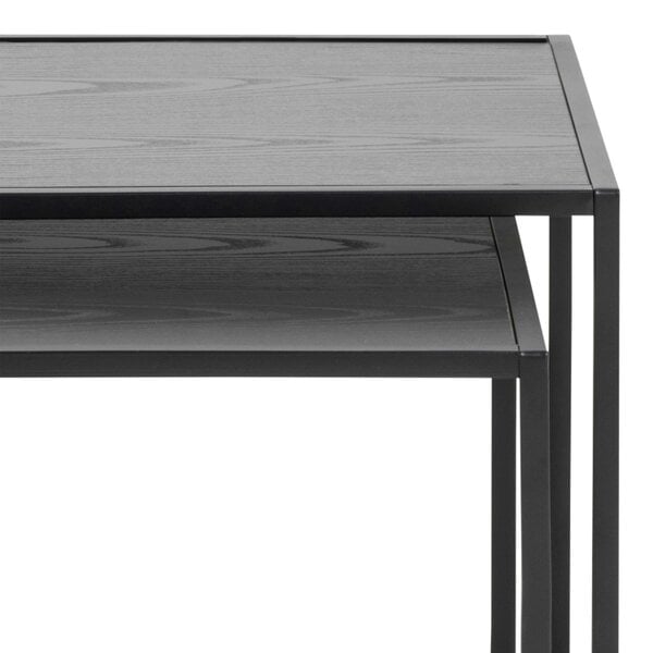 Wyld Haus Set of 2 El Paso Black Metal and Veneer Nesting Tables
