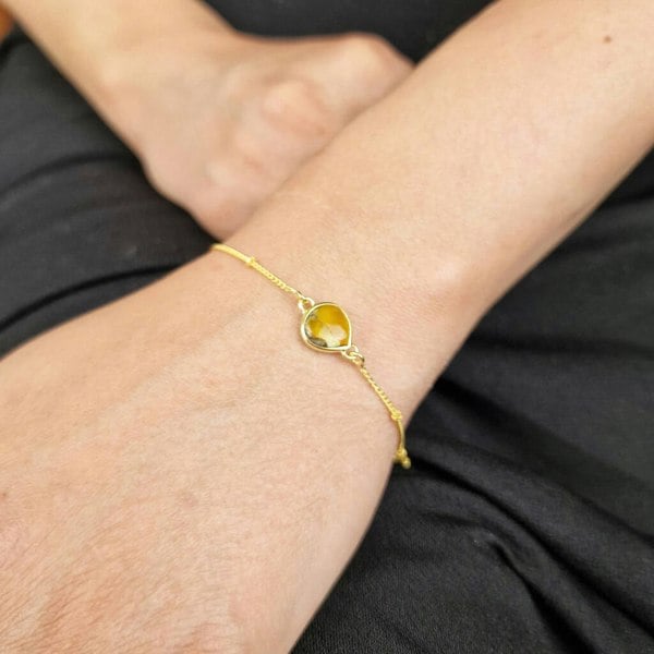 18ct Gold Vermeil Plated Adjustable Citrine Bracelet