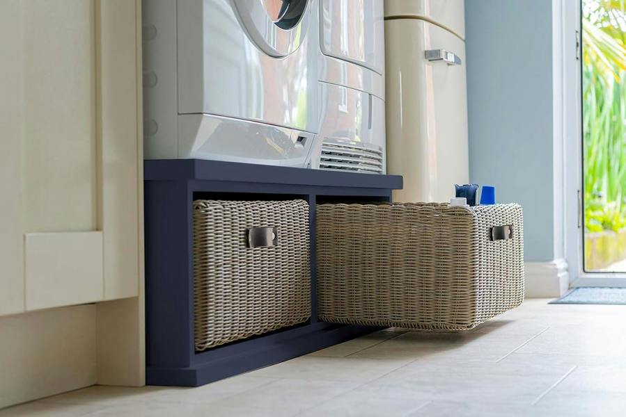 Statement Furniture Tetbury Washing Machine and Dryer Stand, Double Appliance Pedestal with Storage