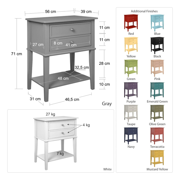 Dorel Home Franklin Accent Table with 2 Drawers Terracotta