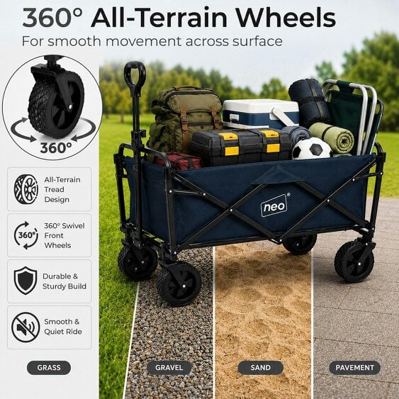 Neo Direct Neo Navy Folding Wagon Garden Cart 138L 120kg