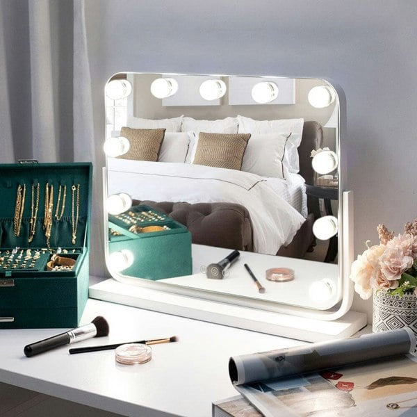 Frameless Hollywood Vanity Mirror with 11 Dimmable Lights Living and Home