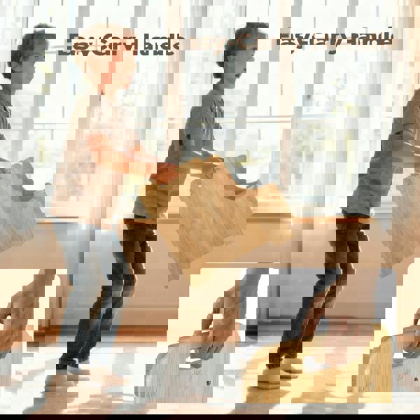 Levede Bamboo 2 Step Stool Non Slip for Potty Training Bathroom Splash Handle