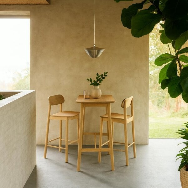 Wyld Haus Brno Kitchen Dining Set Natural Oak Effect Bar Table + 2 Bar Stools