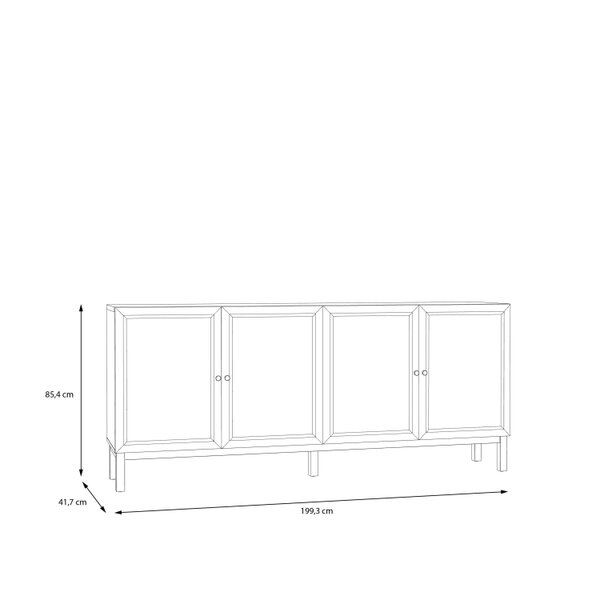 Wyld Haus Sofia Light Grey and Oak Wood 4 Door 1 Drawer Sideboard