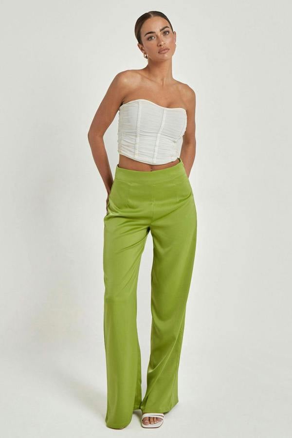 Urban Bliss Green Satin Wide Leg Trouser