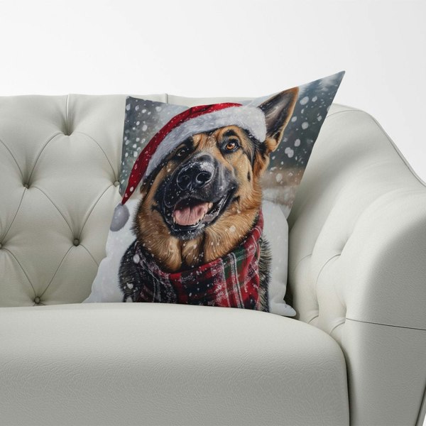 Warren Reed Christmas Alsatian Cushion