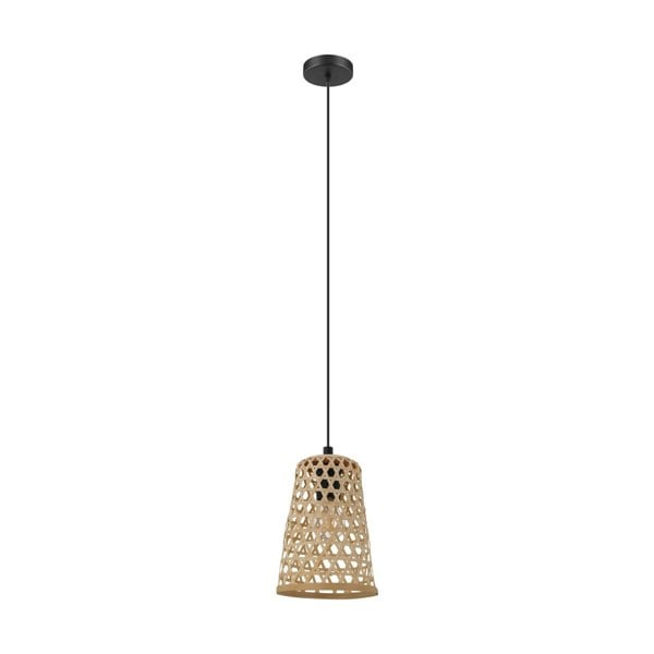 Hanging Ceiling Pendant Light Black & Wicker 1 x 40W E27 Hallway Feature Lamp Loops