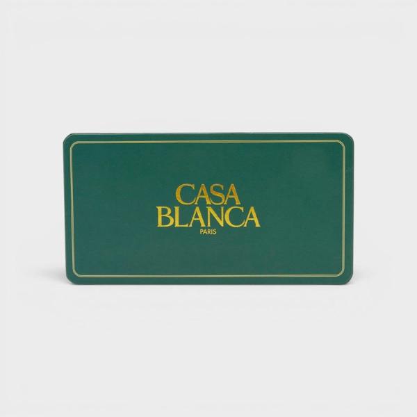 Casablanca Acetate Metal Oval Sunglasses Laurel Detail Cream Gold Laurel Green