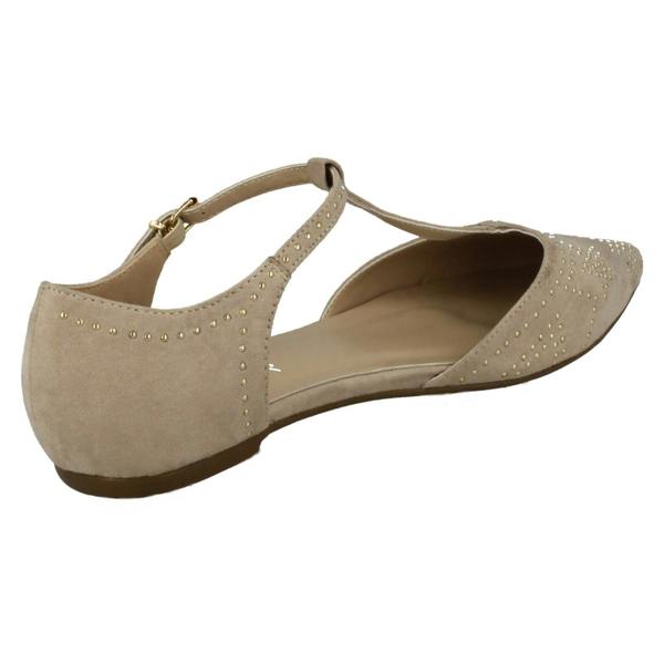 Savannah Ladies Savannah Flat T-Bar Buckle Strap Pointed Shoes
