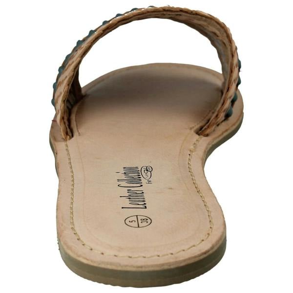 Leather Collection Ladies Leather Collection Casual Open Toe Summer Mule
