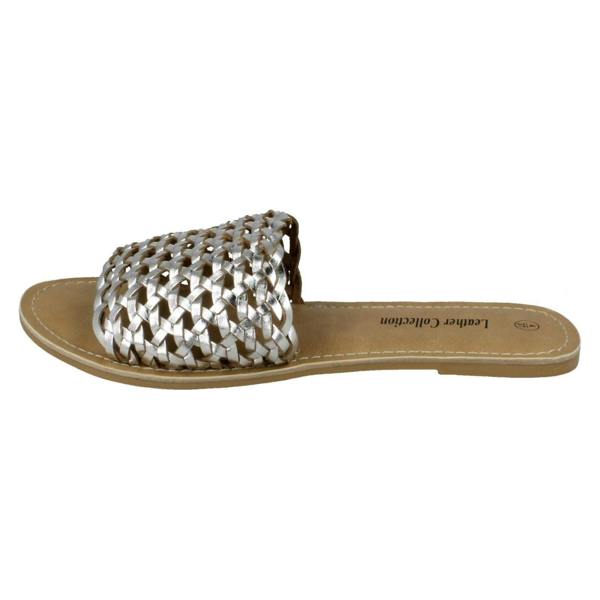 Leather Collection Ladies Leather Collection Flat Weave Mule Sandals