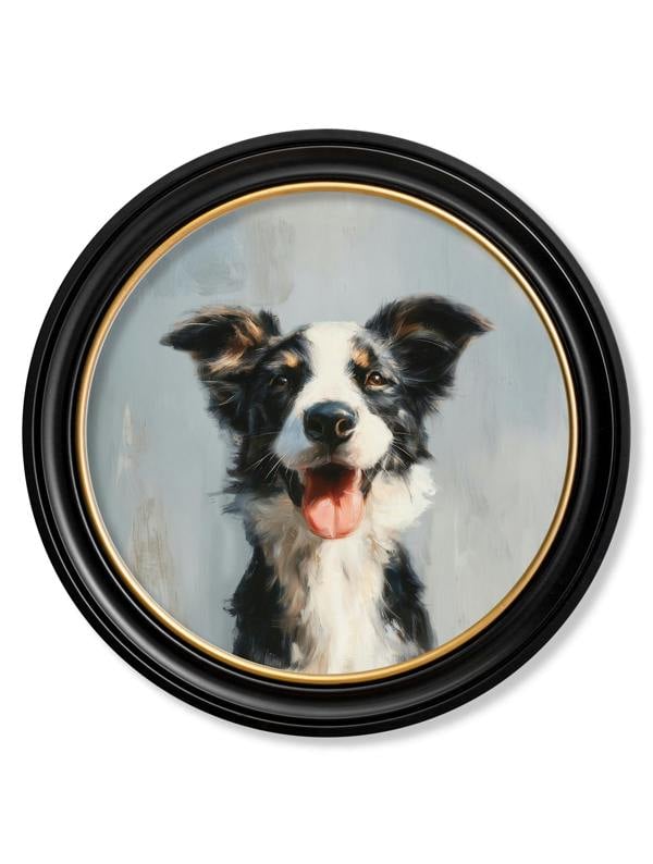 Exceptional Art The Smiley Sheepdog - Oxford round frame