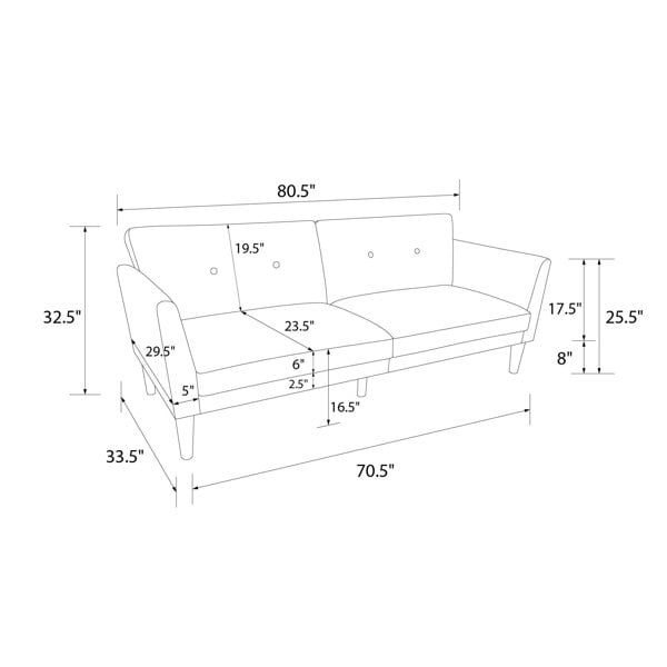 Dorel Home Regal 3-Seater Sofa Bed in Mustard Fabric