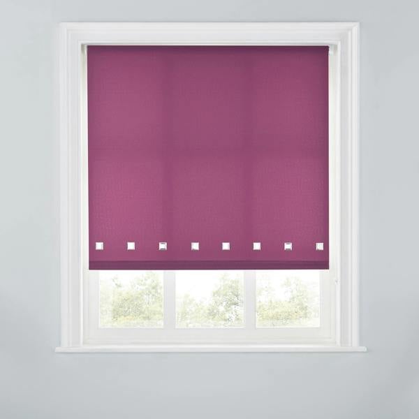 A.Unique Home Trimmable Square Eyelet Roller Blind - 2FT - AUBERGINE - 60cm(W)x170cm(L)