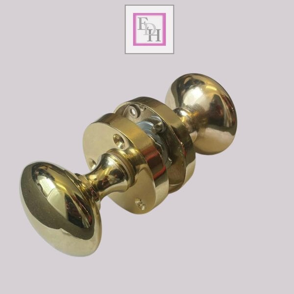 EDH Door Hardware Brass Door Knob Modern Round Rose Door Knob Brass Door Handles 4 Pairs