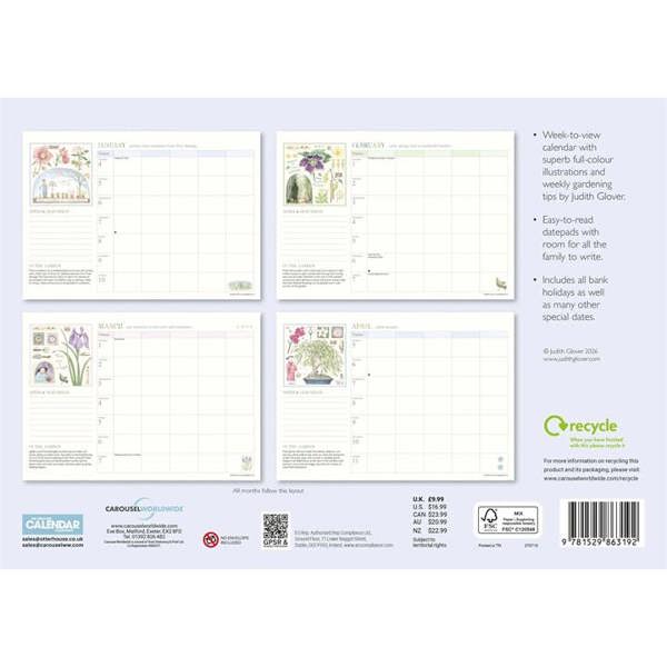 Judith Glover, Garden Days A4 Family Organiser 2027, Family Planners, Month To View, Lifestyle, Gift