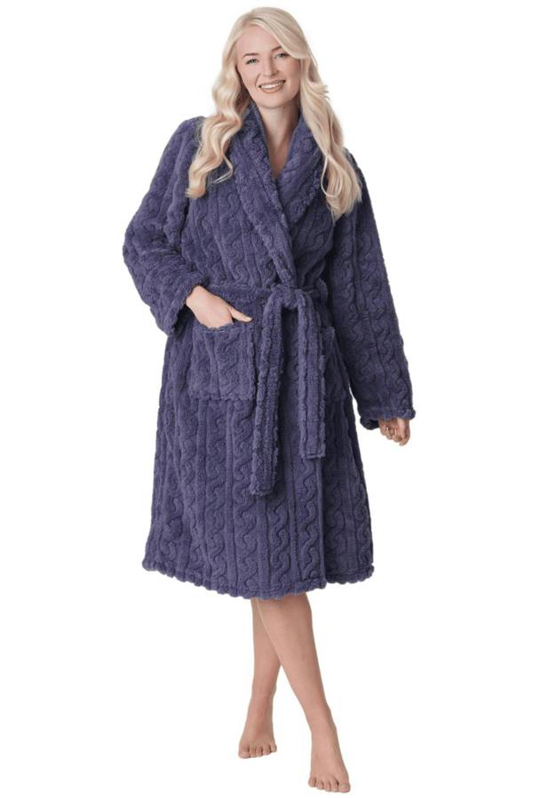 Womens Supersoft Luxury Fleece Jaquard Bathrobe