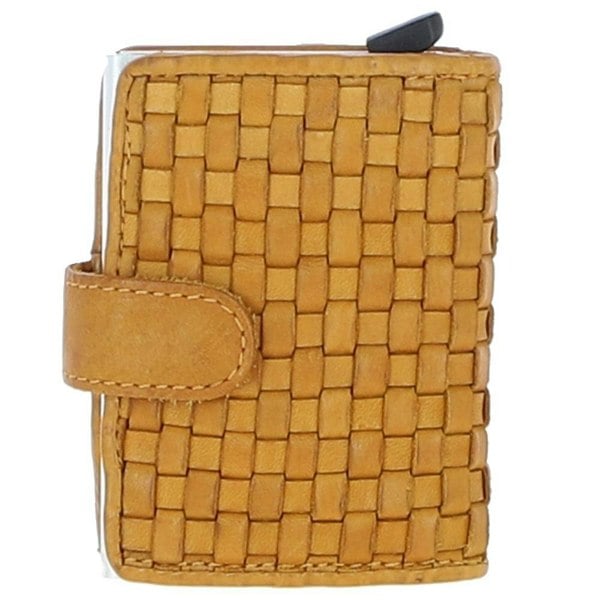 'La Perfetto' Metal & Woven Leather Card Wallet Case: D-10W