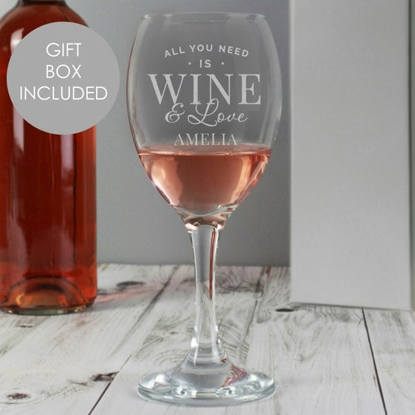 Personalised Memento Company Personalised 'All You Need is Wine' Wine Glass
