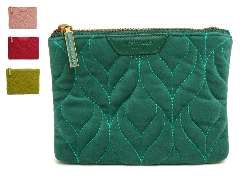 Alice Wheeler Velvet Quilted Makeup Pouch – Compact Cosmetic Bag