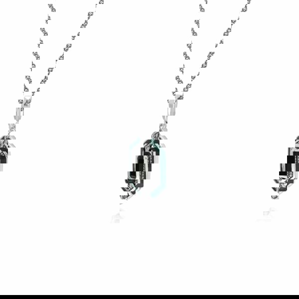 214P303401925 Art Deco Style Octagon Onyx, Marcasite & Enamel Hexagon Pendant in 925 Sterling Silver 2