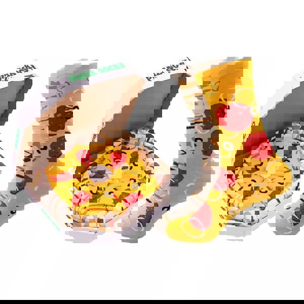 Anysox Anyfootwear Red Mustard Size 5-11 Fashion Socks With Pizza Design Happy Harajuku Skate Cotton Comfortable To Wear Perfect For Christmas Gift