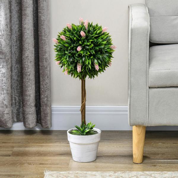 Wyld Haus Yodina Set Of 2 Artificial Flower Ball Trees In Pink With Pots For Indoor And Outdoor Styling 60cm