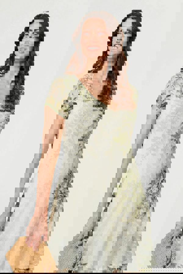 Sage | Floral Layered Knee Length Dress