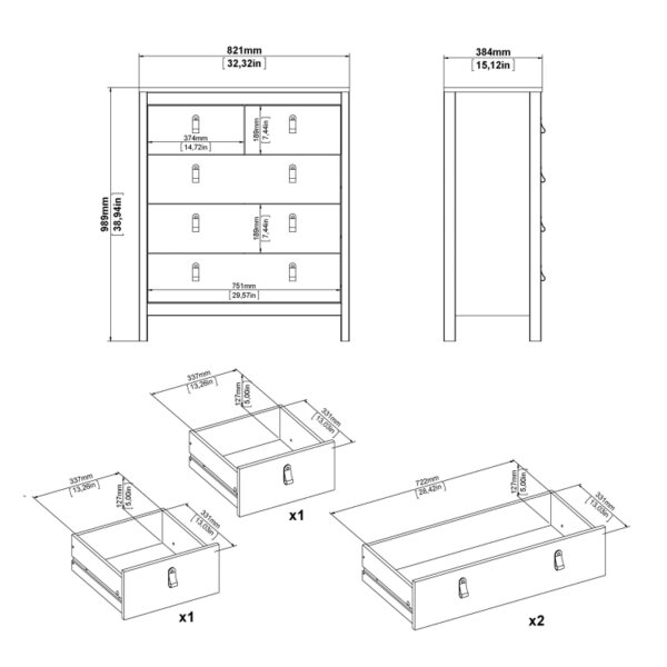 Wyld Haus Gossmere Matt Black Bedroom Set - Bedside Table + Chest of Drawers + Wardrobe 2 Doors