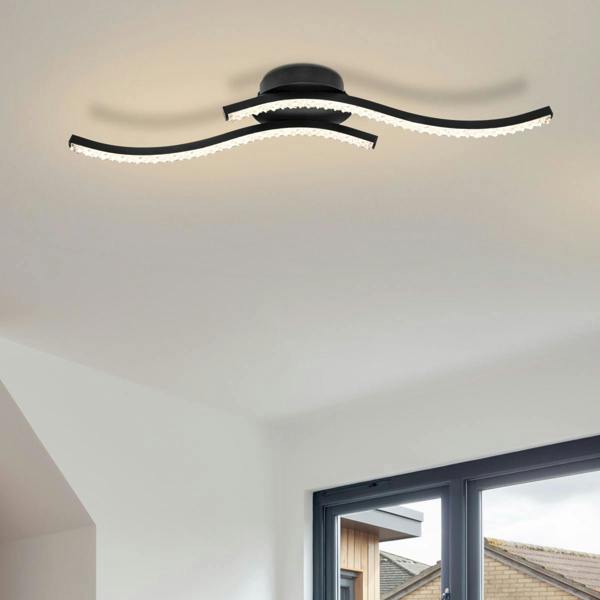 COSYLYTE Kenworth 2 Light Integrated LED Wavy Ceiling Light - Matt Black