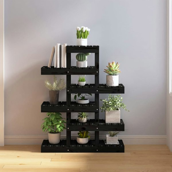 Berkfield Plant Stand Black 85x25x109.5 cm Solid Wood Pine