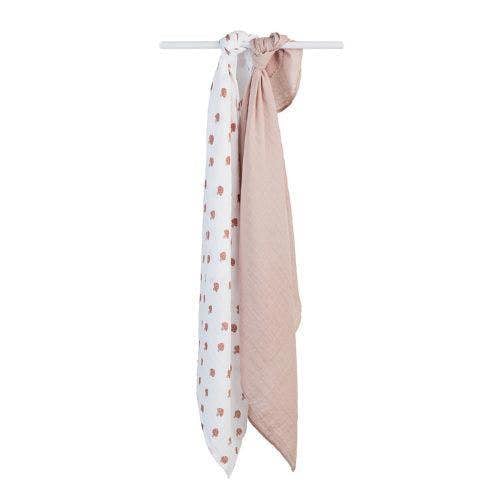 Lulujo - Cotton Swaddle - Mushroom & Sand - 2 Pack