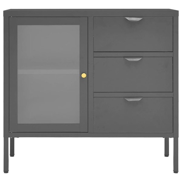 Berkfield Sideboard Anthracite 75x35x70 cm Steel and Tempered Glass